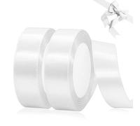 Soodyoow White Satin Ribbon for Gift Wrapping, Wedding, Car, Cake Decoration - 2 x 22m, 20mm Double Sided - Hair Bow, Florist Bouquet, Craft
