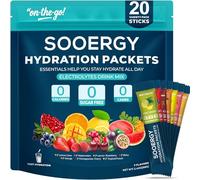 Sooergy Electrolytes Powder Packets Sugar Free Hydration Packets, 7 Flavors Liquid Daily IV Electrolyte Drink Mixes for Rehydration with Electrolytes, Vitamins, 0 Calorie, 20 Sticks