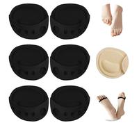 SooGree 3 Pairs Ball of Foot Cushion Pads Honeycomb Fabric Forefoot Socks Pads Women's Invisible Toeless Half Socks Metatarsal Pads for Women Men Forefoot Care (3Pairs Black, M)