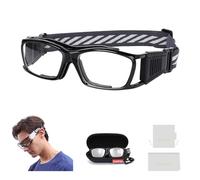 SooGree Racquetball Goggles - Sports Glasses Basketball Football Protective Eyewear Anti Fog Shock Absorption with Adjustable Strap (G8015 Black frame black pad)