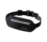 SooGree Running Waist Pack for Men Women, Lightweight Waterproof Sports Belt Bag, Phone Running Pouch, Night Reflective Fitness Storage Bag for Running Cycling Hiking Traveling, Black, Sport