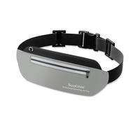 SooGree Running Waist Pack for Men Women, Lightweight Waterproof Sports Belt Bag, Phone Running Pouch, Night Reflective Fitness Storage Bag for Running Cycling Hiking Traveling, Black/Gray, Sport