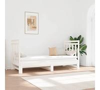 SooIarix Day Bed Extendable White Solid Pine Wood 2 x 90 x 190 cm Slatted Frame Guest Bed Bedroom Sofa Space-Saving Comfortable