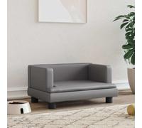 SooIarix Dog Bed Grey Faux Leather 60 x 40 x 30 cm with Robust Pine Wood Frame, Soft Foam Padding, Water-Repellent and Non-Slip, Ideal as a Sleeping Place and Resting Place for Small Dogs and