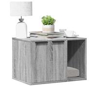 SooIarix Sonoma Cat Litter Tray Grey Wood Material 60 x 40 x 40 cm with Two Entrances, Sturdy Cat Retreat, Versatile as a Cat House, Side Table or Storage Furniture