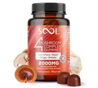 SOOL 4 Mushroom Complex Gummies 2000mg, 60pcs, Berry Flavour: Chaga, Reishi, Shiitake, Lions Mane Supplement | Nootropics Gummies High Strength | Memory & Focus, Energy, Immunity Booster Supplement