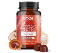 SOOL 4 Mushroom Complex Gummies 2000mg, 60pcs, Natural Flavour: Chaga, Reishi, Shiitake, Lions Mane Supplement | Nootropics Gummies High Strength | Memory & Focus, Energy, Immunity Booster Supplement