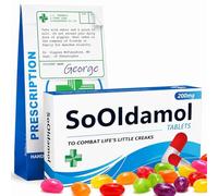 SoOldamol Joke Pill Box with Jelly Beans & Prescription Style Bag - Funny Birthday Gift for Men and Women, Novelty Milestone Birthday Present for Dad, Mum, Husband, Wife or Friend, 40th 50th 60th 70th