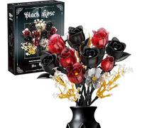 SOOLIO Rose Flower Bouquet Building Set for Adults, Halloween for Women Teen Girlfriend, Artificial Floral Botanicals Collection Gothic Decor for Home or Office (414 PCS)