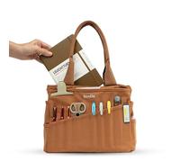 Soolla Studio Art Supply Storage Organizer & Pottery Tool Bag: Washable Craft Tote, Knitting Yarn, Crochet Project, 30 Pockets, 15+ Canvas Colors, Artist Bag for Adults (Cinnamon)