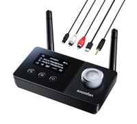 SOOMFON Bluetooth 5.3 Transmitter Receiver for TV Dual Antenna | Optical 3.5mm AUX RCA Bluetooth 5.3 Adapter Splitter for 2 Headphones with Screen Adjustable Volume for Home Stereo Speaker