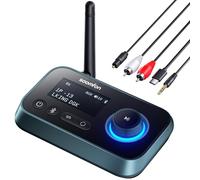 SOOMFON Bluetooth 5.3 Transmitter Receiver for TV to 2 Headphones | 3-in-1 Optical 3.5mm AUX RCA Bluetooth 5.3 Adapter Splitter with LCD Display Adjustable Volume for Home Stereo Speaker