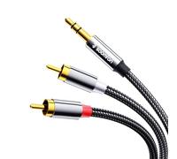 SOOMFON RCA to 3.5mm Audio Cable Aux 3.5mm to 2RCA Audio Cable 2 Meters, Red and White to 3.5mm Jack Cable with Durable Nylon Braided Gold-plated for Phone/Car/Speakers/Tablets/Home Theater/HDTV