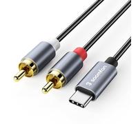 SOOMFON USB C to RCA Audio Cable 1M 2 RAC to USB C Audio Cable for Xiaomi LG Huawei Samsung Pixel Tablet Speaker Car Stereo