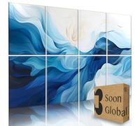 Soon Global 8-Pack Acoustic Panels, Soundproof Wall Panels, 48 X 32 Inches Sound Absorbing Panels, Decorative Acoustical Wall Panels, Acoustic Treatment for Recording Studio, Harmony in Azure