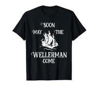 Soon May The Wellerman Come Ship On Ocean Retro Sea Shanties Value Graphic T-Shirt, Men, Black, L