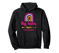 Soon To Be Big Sister Again 2026 Baby Reveal Rainbow Pullover Hoodie