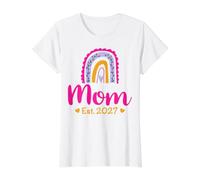 Soon to Be Mom Est. 2027 Pregnancy Announcement Boho Rainbow Value Graphic T-Shirt, Women, White, L