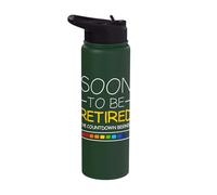 Soon to Be Retired The Countdown Begins Retirement Funny Stainless Steel Insulated Water Bottle