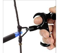 soonbuy 360°Rotation Thumb Bow Release, Aluminum Alloy 3 Finger Thumb Trigger Caliper Grip Compound Bow Release Aid, Replaceable Bow Release Trigger Caliper Grip black