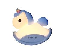 SOONCOR Rocking Horse Unicorn Night Light Silicone Rechargeable Bedside LED Lamp Timer Touch Dimmable for Kids Nursery and Bedroom