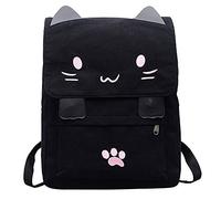 SoonerQuicker Backpack Womens Large Cute School Bags for Girls Cat Embroidery Cartoon Canvas Backpacks Rucksack Travel College University