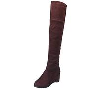 SoonerQuicker Ladies Over The Knee Boots Suede Thigh High Boots Women Knee High Boots High Heels Wedges Elastic Fashion (5.5 UK, Brown)