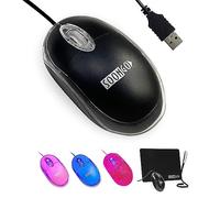 SOONGO Kabelgebundene PC Maus, Mini Ergonomische USB Computermaus, 1600 DPI, 1.5m Kabel, Kompatibel mit Windows 7/8/10/XP/Vista & Mac, Schwarz