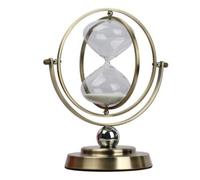 SOONHUA 30-Minute Rotating Globe Hourglass Sand Timer, Metal Glass Sand Clock for Cooking Study Work Games, Home Office Decor, Stress Relief Gift for Family Friends