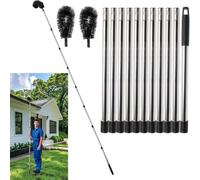 SOONHUA Gutter Cleaning Tools, 14 FT Adjustable Gutter Cleaning Brush Roofing Tool with 11 Poles, Extendable Roof Gutter Cleaner for Removing Leaves and Branches from Roofs