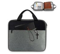 SOONHUA Large Bible Cover, Carrying Book Case, Waterproof Bible Protective Bag with Handle and Zippered Pocket,for Standard Size Bible,Multi Pockets Gift for Friends Family Women Men