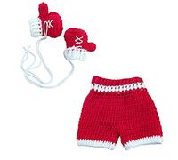 SOONHUA Newborn Photography Props Baby Crochet Knitted Boxing Glove Pants Clothes Shower Gift Outfit for 0-4Months Boys Girls