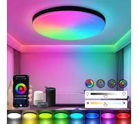 SOONHUA Smart WiFi Ceiling Light, APP or Voice Control, 24W 2000LM, RGB Colour Changing Ceiling Light Compatible with Alexa Google Home, Dimmable 3000K-6500K
