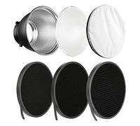 Soonpho 7" Standard Reflector Diffuser Lamp Shade Dish with 10° /30°/ 50° Degree Honeycomb Grid White Soft Cloth for Bowens Mount Studio Strobe Flash Light Speedlite