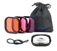 SOONSUN 4-Pack Dive Filter for GoPro Hero 13 12 11 10 9 8 Black Official Waterproof Housing - Red, Light Red, Magenta, 5x Close-up Macro Filters Color Correction for Underwater Photography and Video