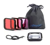 SOONSUN 4-Pack Dive Filter for Official Waterproof Housing for GoPro Hero 7 6 5 Black - Red, Light Red, Magenta, 5x Close-up Macro Filters - Color Correction for Underwater Photograph and Video