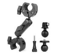 SOONSUN Double Clamp with 2-Pack 1'' Ball Adapter, Umbrella Clamp for Chair, Desk, Tripod, Stroller, Camera Mount for Insta360, GoPro, Osmo Action, DSLR, Compatible with RAM Mount B Size Socket Arm