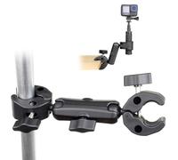SOONSUN Double Super Clamp Camera Mount, Umbrella Clamp for Chair, Desk, Stroller, Wagons, Tripod, Pole, Light Stand, Cross Bar, Golf Cart, Motorcycle, Boom Stand, with 360° Magic Arm for Photography