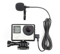 SOONSUN Frame Mount Housing Case with Lavalier Lapel Clip-on Microphone for GoPro Hero3, Hero 3+, Hero 4 Black White Silver Cameras