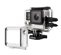SOONSUN Side Open Skeleton Housing Case with Skeleton BacPac Backdoor and Lens Cap for GoPro Hero 4 3+ 3 Silver Back Camera