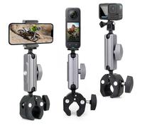 SOONSUN Super Clamp Camera Mount with Dual 360° Ballhead, Magic Arm & Phone Clip, Heavy Duty Clamp Mount for GoPro, Insta360, DJI Osmo, DSLR, iPhone, Bike Motorcycle Handlebar, Pole, Desk