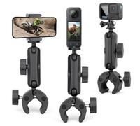 SOONSUN Super Clamp Mount with Dual 360° Ball Heads & Phone Holder, Heavy-Duty Camera Clamp Mount for GoPro Hero 13 12 11 10 9, Insta360, DJI Osmo, DSLR, Smartphones & Action Camera
