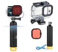 SOONSUN Waterproof Case with Floating Hand Grip for GoPro Hero 13/12/11/10/9 Black, 196ft Underwater Housing Case with Red Filter, Integrated Cold Shoe Mounts for Light and Microphone