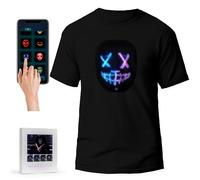 SOOOEC Led T-Shirt with Bluetooth Programmable App, Glow in The Dark Shirts with Led Shining Panel, Light Up Shirt for Rave Party