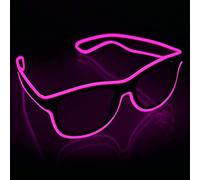 SOOOEC Luminous LED Glasses Glow in the Dark 1 Packs Light up glasses for Rave Party, EDM, Disco, Concert with EL Wire Flashing and Blinking Modes (Pink)
