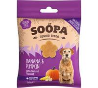 Soopa Banana & Pumpkin Senior Bites, Soft Dog Training Treats, 50 g, 1-Pack | 10-Pack, Healthy, Human-Grade, Grain-Free, Natural Dog Treats for Small Dogs, Medium, Large, Older Dogs, Low Fat, Vegan