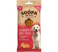 Soopa Cranberry & Sweet Potato Jumbo Dog Dental Sticks, 170g, 1-Pack | Vegan, Human-Grade Dog Dental Chews to Clean Teeth, Freshen Breath, Natural, Superfood, Grain Free Treats for Large Dogs