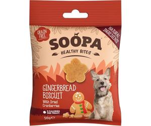Soopa Gingerbread Biscuit Healthy Bites, Dog Training Treats, 50 g, 1-Pack | Human-Grade, Grain-Free, Natural Dog Treats for Small Dogs, Medium, Large, Puppy, Low Calorie, Superfood Ingredients, Vegan