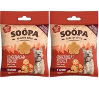 Soopa Gingerbread Biscuit Healthy Bites, Human-Grade, Grain-Free, Natural Dog Treats for Small Dogs, Medium, Large, Puppy, Dog Training Treats, Low Calorie, Superfood Ingredients, Vegan, 50 g, 2-Pack