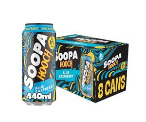 Soopa Hooch | Blue Raspberry | 8 x 440ml Cans | 8% ABV | Pre-Drinks Pack | Vodka Pre-mixed Drink | Ready To Drink, Sparkling Alcoholic Beverage | Blue Raspberry Vodka